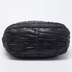 Pre Owned Prada Black Gaufre Leather Chain Tote