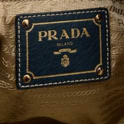 Prada Blue Vitello Daino Leather Tote