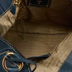 Prada Blue Vitello Daino Leather Tote