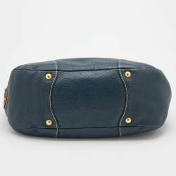Prada Blue Vitello Daino Leather Tote