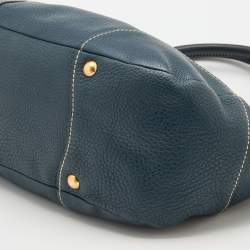 Prada Blue Vitello Daino Leather Tote