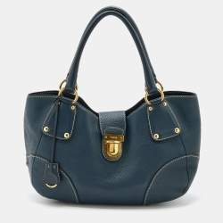 Prada Blue Vitello Daino Leather Tote