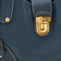 Prada Blue Vitello Daino Leather Tote