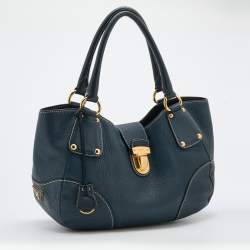 Prada Blue Vitello Daino Leather Tote