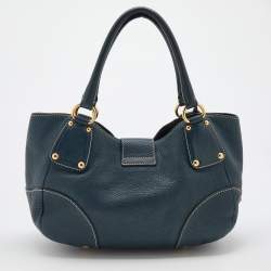 Prada Blue Vitello Daino Leather Tote