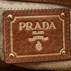 Pre Owned Prada Brown Vitello Shine Leather Tote