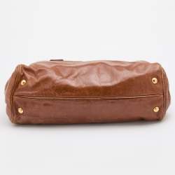 Pre Owned Prada Brown Vitello Shine Leather Tote