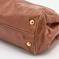 Pre Owned Prada Brown Vitello Shine Leather Tote