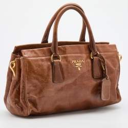 Pre Owned Prada Brown Vitello Shine Leather Tote