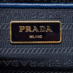 Pre Owned Prada Navy Blue Saffiano Leather Large Double Zip Tote