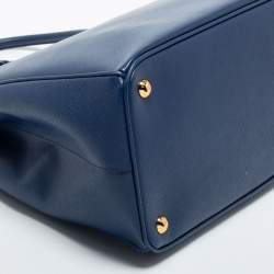 Pre Owned Prada Navy Blue Saffiano Leather Large Double Zip Tote
