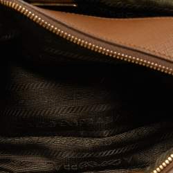 Pre Owned Prada  Brown Saffiano Leather Shoulder Bag