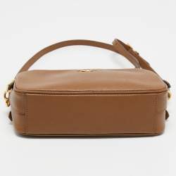 Pre Owned Prada  Brown Saffiano Leather Shoulder Bag