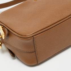 Pre Owned Prada  Brown Saffiano Leather Shoulder Bag
