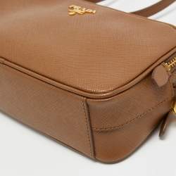 Pre Owned Prada  Brown Saffiano Leather Shoulder Bag