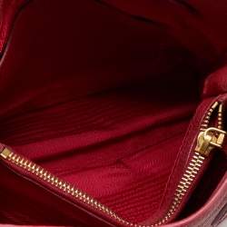 Pre Owned Prada Red Vitello Daino Leather Shopper Tote