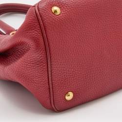Pre Owned Prada Red Vitello Daino Leather Shopper Tote