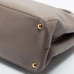 Pre Owned Prada Grey Saffiano Leather Double Zip Tote