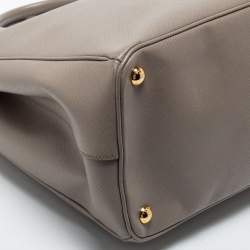 Pre Owned Prada Grey Saffiano Leather Double Zip Tote