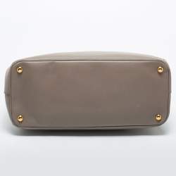 Pre Owned Prada Grey Saffiano Leather Double Zip Tote