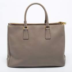 Pre Owned Prada Grey Saffiano Leather Double Zip Tote