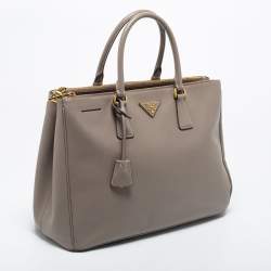 Pre Owned Prada Grey Saffiano Leather Double Zip Tote