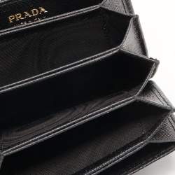 Pre Owned Prada Black Saffiano Leather 5 Gusset Card Holder