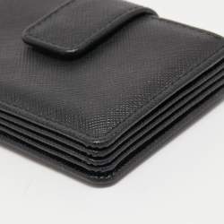 Pre Owned Prada Black Saffiano Leather 5 Gusset Card Holder
