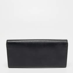 Pre Owned Prada Black Saffaino Leather Flap Continental Wallet