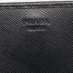Pre Owned Prada Black Saffaino Leather Flap Continental Wallet