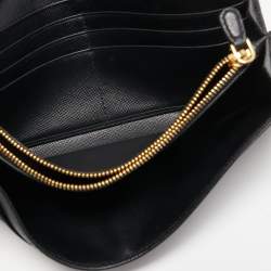 Pre Owned Prada Black Saffaino Leather Flap Continental Wallet