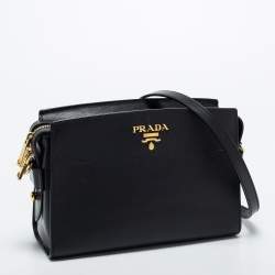 Pre Owned Prada Black Saffiano Leather Esplanade Shoulder 