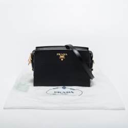 Pre Owned Prada Black Saffiano Leather Esplanade Shoulder 
