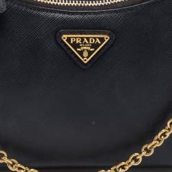 Pre Owned Prada Black Saffiano Lux Leather Re-Edition 2005 Shoulder Bag
