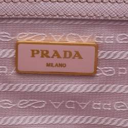Pre Owned Prada Light Pink Saffiano Leather Small Double Zip Tote