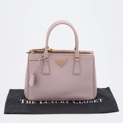 Pre Owned Prada Light Pink Saffiano Leather Small Double Zip Tote