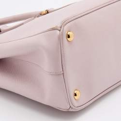 Pre Owned Prada Light Pink Saffiano Leather Small Double Zip Tote