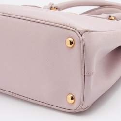 Pre Owned Prada Light Pink Saffiano Leather Small Double Zip Tote