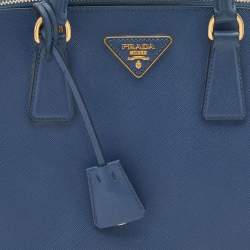 Pre Owned Prada Blue Saffiano Leather Medium Promenade Satchel