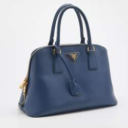Pre Owned Prada Blue Saffiano Leather Medium Promenade Satchel