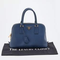 Pre Owned Prada Blue Saffiano Leather Medium Promenade Satchel
