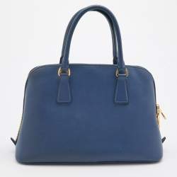 Pre Owned Prada Blue Saffiano Leather Medium Promenade Satchel