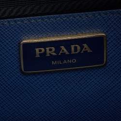 Pre Owned Prada Blue Saffiano Leather Medium Promenade Satchel