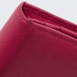 Pre Owned Prada Pink Saffiano Metal Leather Flap Continental Wallet