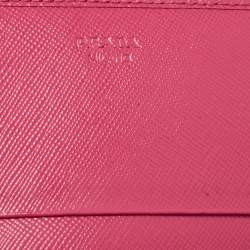 Pre Owned Prada Pink Saffiano Metal Leather Flap Continental Wallet