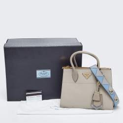 Pre Owned Prada Grey Saffiano Leather Paradigme Tote
