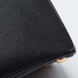Pre Owned Prada Black Saffiano Lux Leather Small Galleria Double Zip Tote