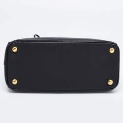 Pre Owned Prada Black Saffiano Lux Leather Small Galleria Double Zip Tote