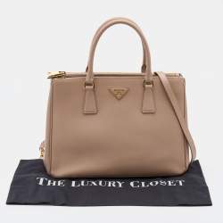 Pre Owned Prada Beige Saffiano Leather Medium Galleria Tote