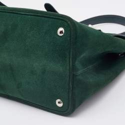 Pre Owned Prada Green Suede Top Handle Bag
